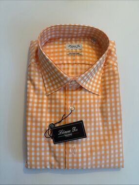 Men's “LINEA IN “ Orange Dress Shirt, SIZE43/44(17), 100% COTTON(MADE IN ITALY)